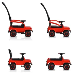 Moni Kinder Rutschauto Police Musikfunktion Schiebestange Dach Sicherheitsbügel rot