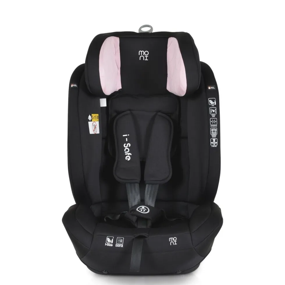 Moni Kindersitz i-Size i-Safe (76-150cm) Isofix, Top Tether, 13-fach verstellbar rosa