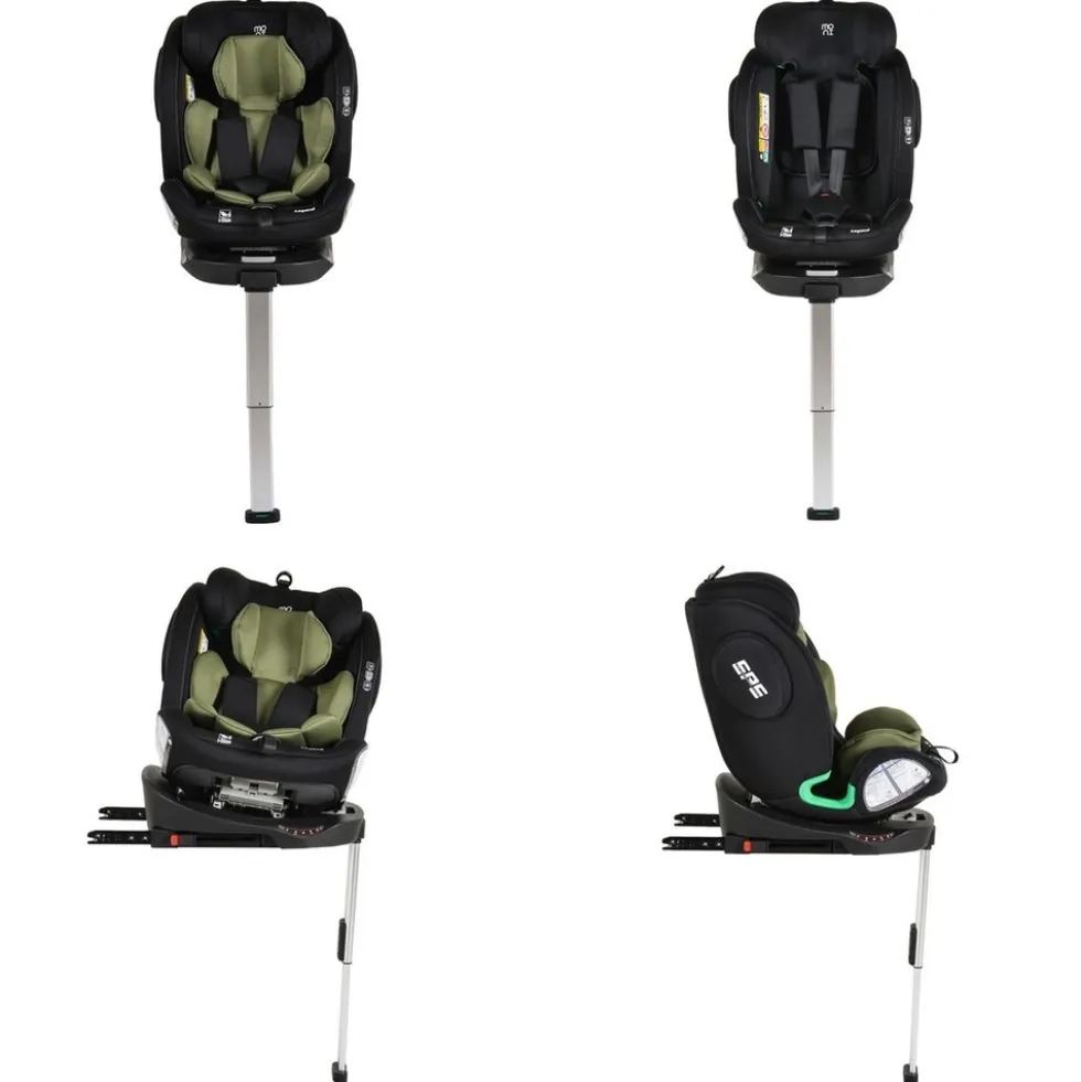 Moni Kindersitz Legend i-Size (40-150cm) Isofix 360 Grad-Drehung Stützbein SPS grün