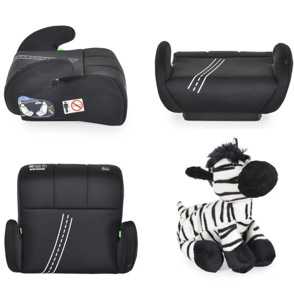 Moni Kindersitz Sitzerhöhung Dakar i-Size (125-150cm) Gruppe 3, Kuscheltier schwarz