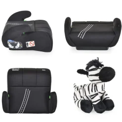 Moni Kindersitz Sitzerhöhung Dakar i-Size (125-150cm) Gruppe 3, Kuscheltier schwarz