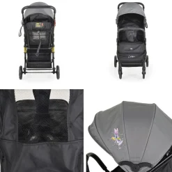 Moni Kinderwagen Buggy Colibri, faltbar, verstellbar, 5-Punkt-Gurt, ab 6 Monaten grau