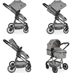 Moni Kombikinderwagen 2 in 1 Giselle umbaubar Korb klappbar 5-Punkt-Gurt 22 kg grau
