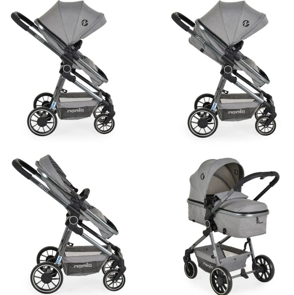 Moni Kombikinderwagen 2 in 1 Giselle umbaubar Korb klappbar 5-Punkt-Gurt 22 kg grau