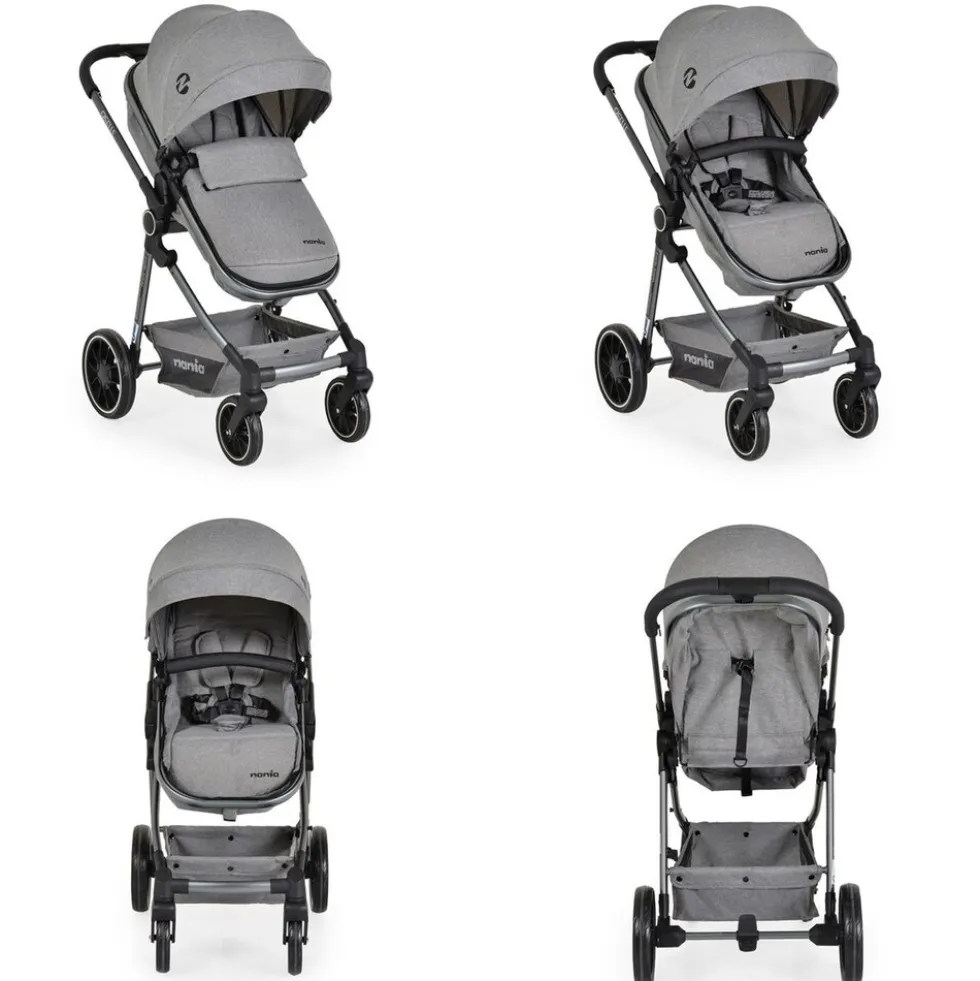 Moni Kombikinderwagen 2 in 1 Giselle umbaubar Korb klappbar 5-Punkt-Gurt 22 kg grau