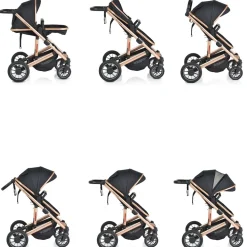 Moni Kombikinderwagen 2 in 1 Thira Babywanne, umbaubar, Sportsitz, Fußabdeckung schwarz