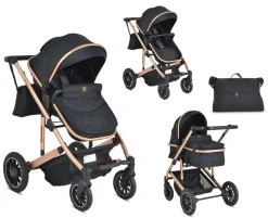 Moni Kombikinderwagen 2 in 1 Thira Babywanne, umbaubar, Sportsitz, Fußabdeckung schwarz