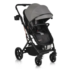 Moni Kombikinderwagen Rafaello 2 in 1, umbaubar, Sportsitz, Fußabdeckung, Tasche grau