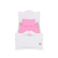 Moni Puppenbett PH12B019 aus Holz, Maße 48 x 32 x 30 cm, Kissen und Unterlage weiß