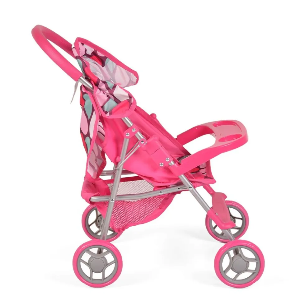 Moni Puppenwagen 9617, Schiebehöhe 50 cm, mit Sonnendach und Sicherheitsgurt