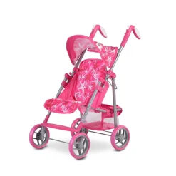 Moni Puppenwagen Stars 9351 faltbar, Rückenlehne und Schiebegriffe verstellbar pink