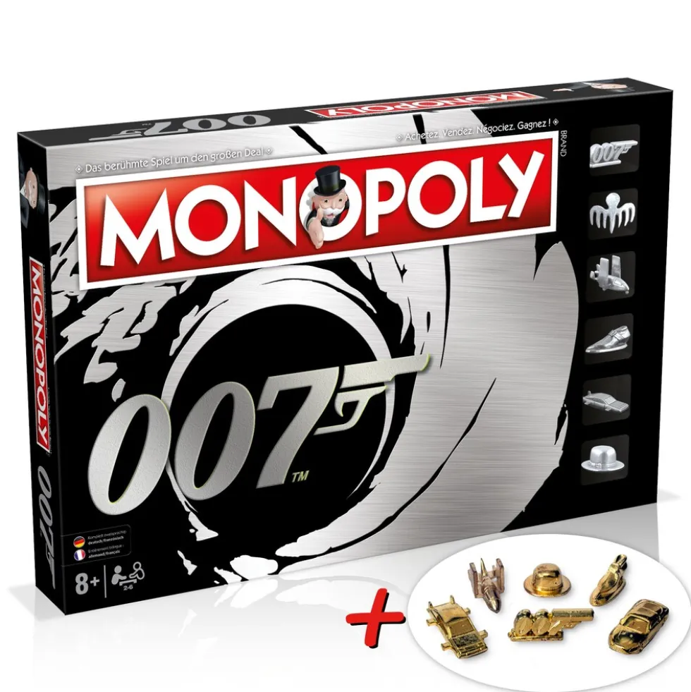 Monopoly - James Bond + 6 EXTRA Gold Spielfiguren Deutsch Französisch Edition Spiel Brettspiel