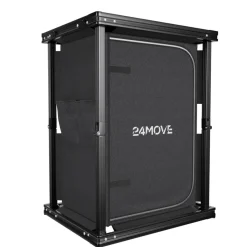 24MOVE® Campingküche BERGAMO faltbar, Aluminium Reiseküche mit Arbeitsplatte, Staufächern & stabilem Gestell für Camping