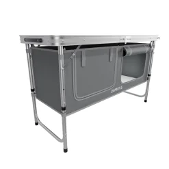 24MOVE® Campingküche PRAIA faltbar, Alu Outdoorküche mit Arbeitsplatte und Staufächern, höhenverstellbar