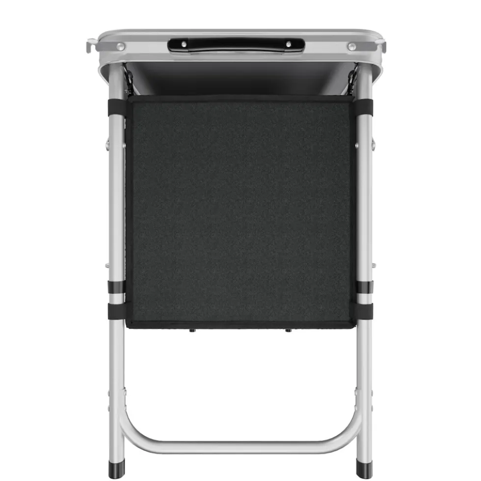 24MOVE® Campingküche PRAIA faltbar, höhenverstellbarer Campingschrank Alu Reiseküche mit Arbeitsplatte und Staufächern, Outdoor Camping, tragbar