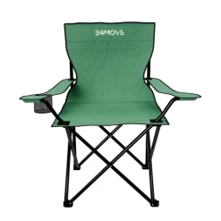 24MOVE® Campingstuhl Faltstuhl, 2er Set, grün, mit Getränkehalter und Tragetasche Outdoor, faltbar max. 100kg, Anglerstuhl, Polyester