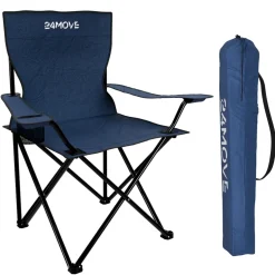 24MOVE® Campingstuhl Faltstuhl 2er Set, blau, mit Getränkehalter und Tragetasche Outdoor, faltbar max. 100kg, Angerstuhl, Klappstuhl