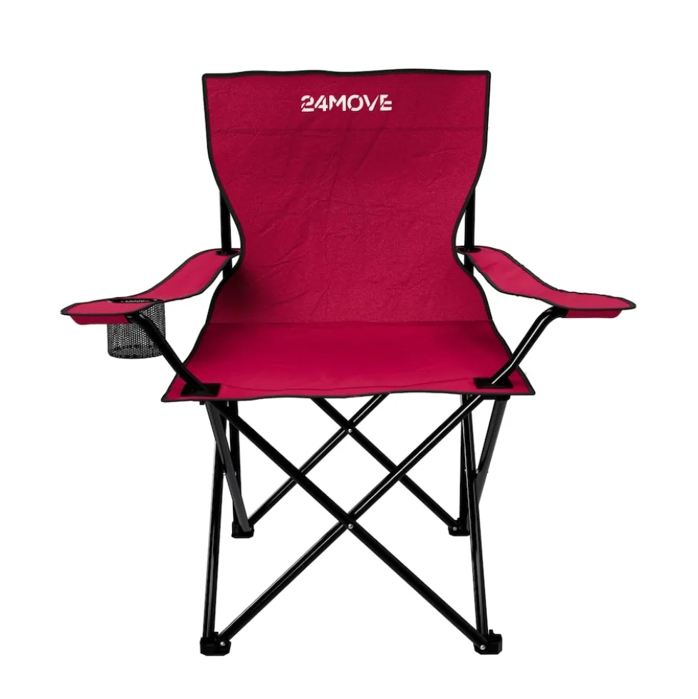 24MOVE® Campingstuhl Faltstuhl, schwarz, mit Getränkehalter und Tragetasche Outdoor, faltbar max. 100kg, Angerstuhl, Klappstuhl