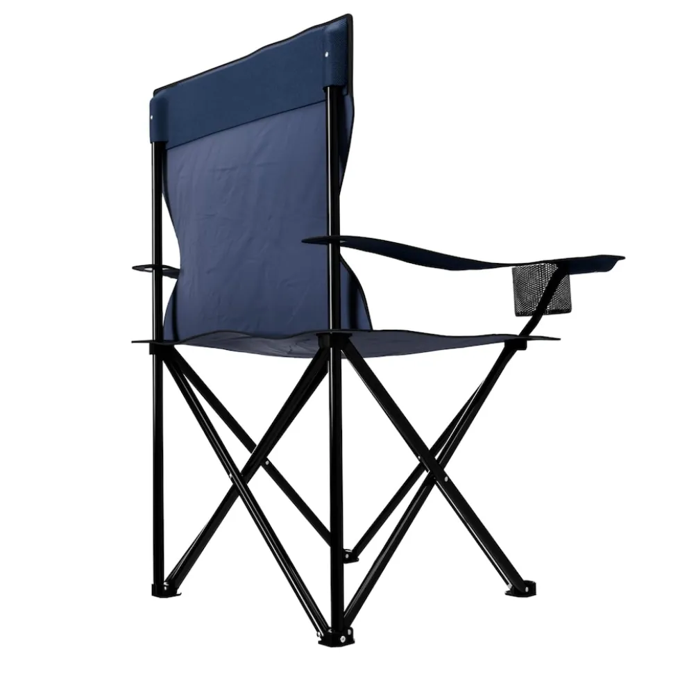 24MOVE® Campingstuhl Faltstuhl, blau, mit Getränkehalter und Tragetasche Outdoor, faltbar max. 100kg, Angerstuhl, Klappstuhl