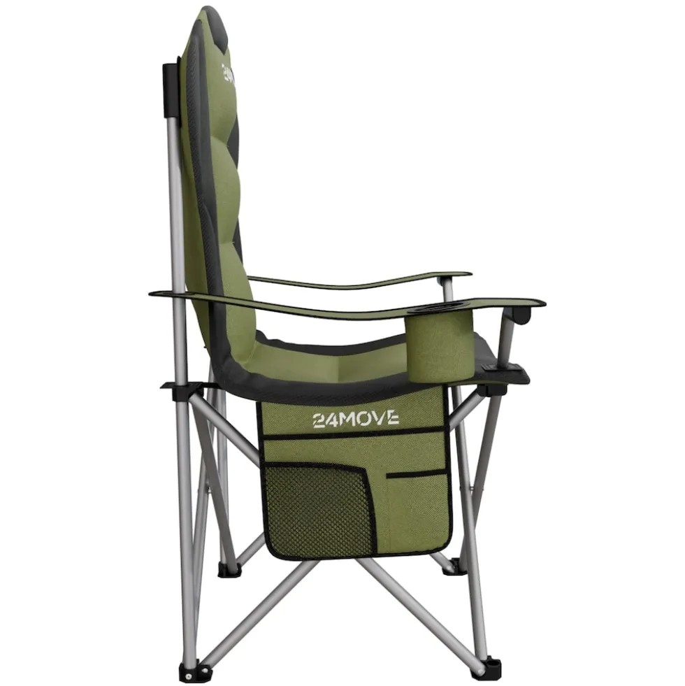 24MOVE® Campingstuhl Salvador faltbar Camping Klappstuhl gepolstert inkl. Tragetasche, bis 150kg belastbar, grün