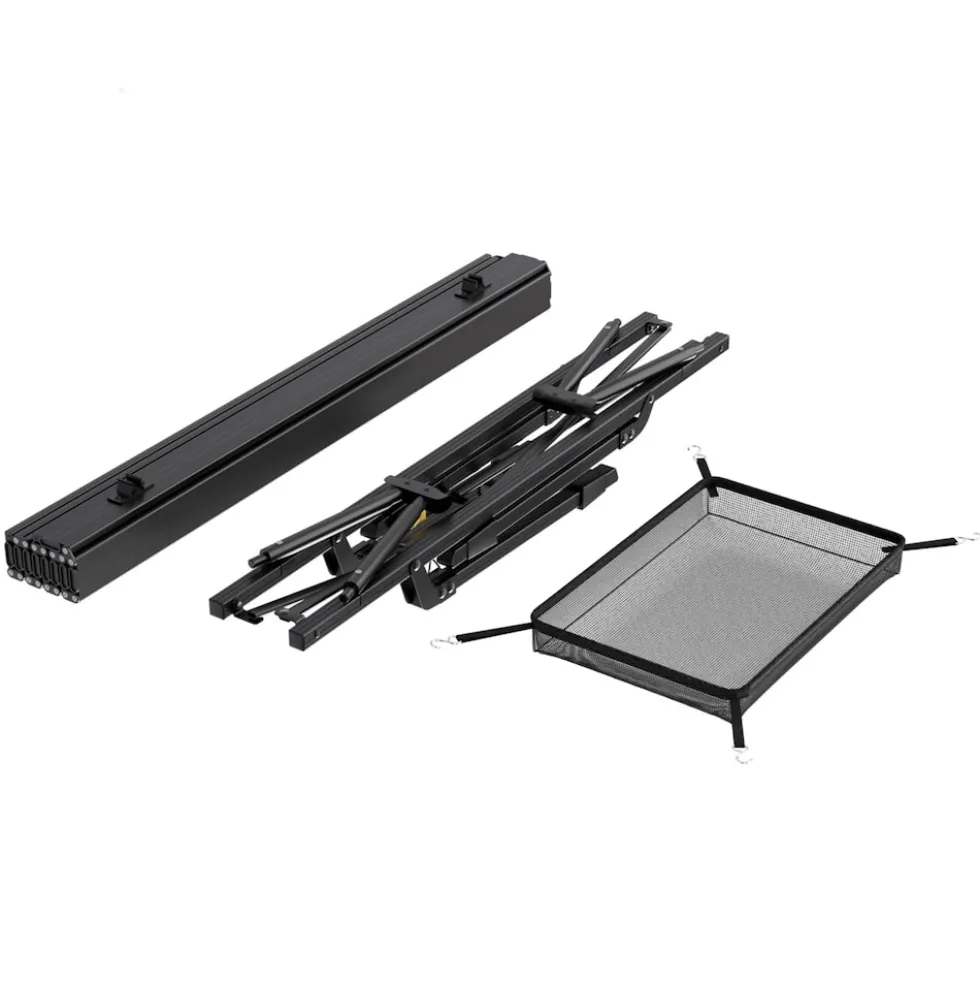 24MOVE® Campingtisch Klapptisch mit Aluminiumrahmen, Tischplatte aufrollbar, Falttisch klappbar, höhenverstellbar, inkl. Tragetasche - bis 30 kg, Anthrazitgrau