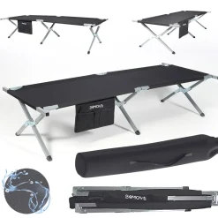 24MOVE® Feldbett Campingbett bis 200 kg In-und Outdoor Camping faltbar, inkl. Tragetasche für einfachen Transport