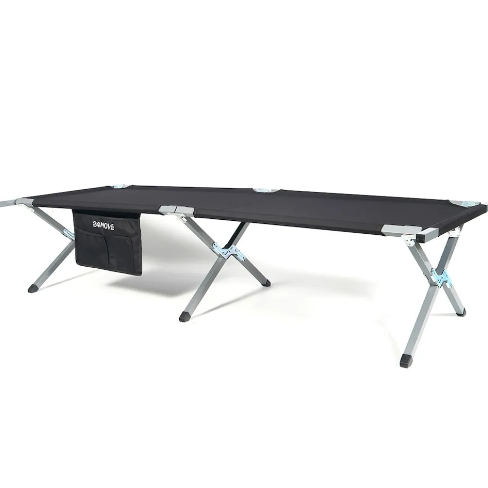 24MOVE® Feldbett Campingbett bis 180 kg In-und Outdoor Camping faltbar, inkl. Tragetasche für einfachen Transport