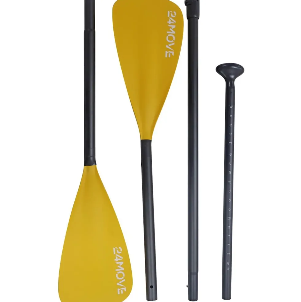 24MOVE® Paddel Doppelpaddel 2 in 1 Teleskoppaddel Stechpaddel für SUP Stand Up Board , Kajak, Aluminium 230cm, Blau