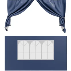 24MOVE® Pavillon Seitenteile 2er Set 2x3m mit Fenster & Reissverschluss, wasserdicht, blau - für Partyzelt, Festzelt, Festivals