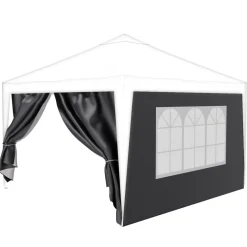 24MOVE® Pavillon Seitenteile 2er Set 2x3m mit Fenster & Reissverschluss, wasserdicht, grau - für Partyzelt, Festzelt, Festivals