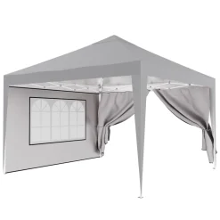 24MOVE® Pavillon Seitenteile 2er Set 2x3m mit Fenster & Reissverschluss, wasserdicht, grau - für Partyzelt, Festzelt, Festivals