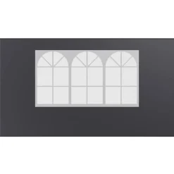 24MOVE® Pavillon Seitenteile 2er Set 2x3m mit Fenster & Reissverschluss, wasserdicht, grau - für Partyzelt, Festzelt, Festivals