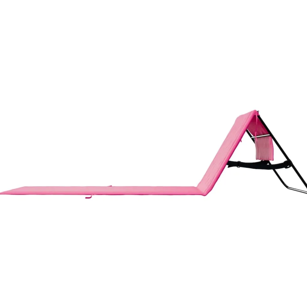 24MOVE® Strandmatte 2er Set klappbar mit Rückenlehne, Strandliege mit Gurt, tragbar für Strand und Garten, Liegematte rosa