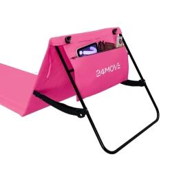 24MOVE® Strandmatte 1er Set klappbar mit Rückenlehne, Strandliege mit Gurt, tragbar für Strand und Garten, Liegematte rosa