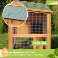MyAnimal Hühnerstall für 4 Hühner MH-04 mit Eiablage, wasserabweisendes Dach, schutzimprägniert (Grau)