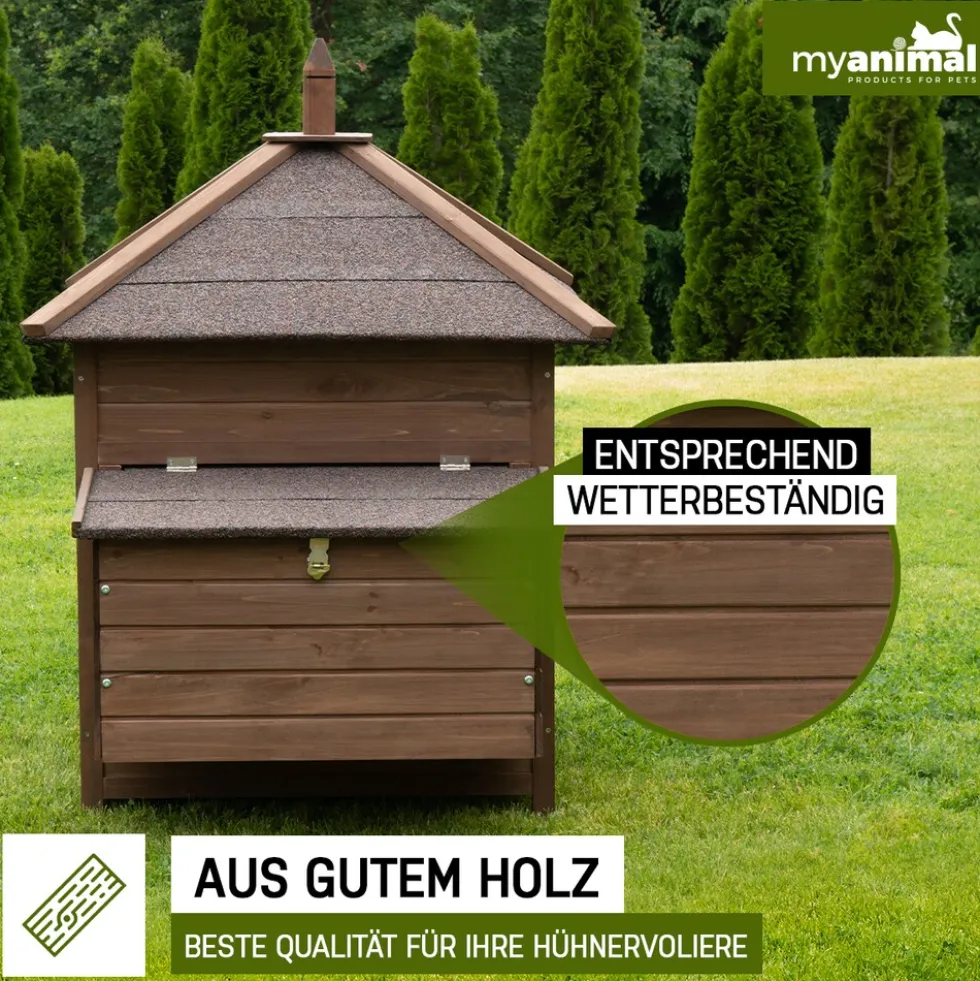 MyAnimal Hühnerstall für 3 Hühner MH-11 mit Nistkasten, Hühnerhaus schutzimprägniert, Dach abnehmbar