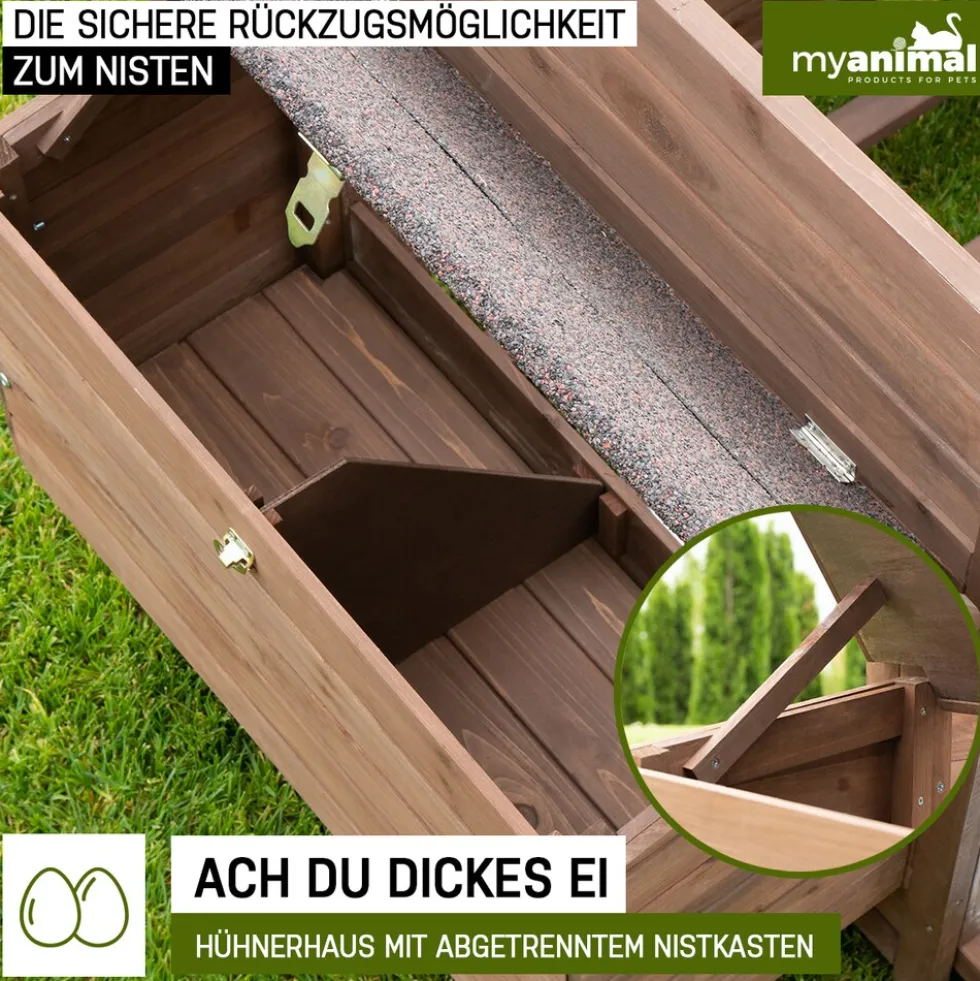 MyAnimal Hühnerstall für 3 Hühner MH-11 mit Nistkasten, Hühnerhaus schutzimprägniert, Dach abnehmbar