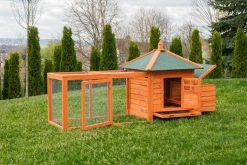 MyAnimal Hühnerstall für 3 Hühner MH-19 mit Auslauf, Hühnerhaus wetterfest imprägniert, Nistkasten (Braun 2.0)