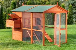 MyAnimal Hühnerstall groß für 7 Hühner MH-15, Hühnerhaus auf 2 qm², mit Auslauf, separates Legenest (Braun)