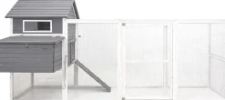 MyAnimal Hühnerstall XXL für 8 Hühner MH-22, Hühnerhaus mit zwei Nistkästen, Auslauf, zwei Ebenen (Grau/Weiß 2.0)