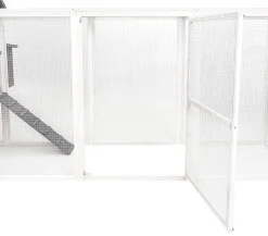 MyAnimal Hühnerstall XXL für 8 Hühner MH-22, Hühnerhaus mit zwei Nistkästen, Auslauf, zwei Ebenen (Grau/Weiß 2.0)