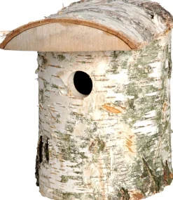 Naturbelassener Birkenholz-Nistkasten, Nisthilfe für Wildvögel, Loch Ø 32 mm, 14 x 14 x 22 cm, Birke
