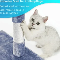 NYVI Katzen Kratzbaum Luzifer 134 cm Grau - Deluxe Katzenbaum mit Katzenhöhlen, Plattformen, Katzenspielzeug und Sisal Kratzsäule