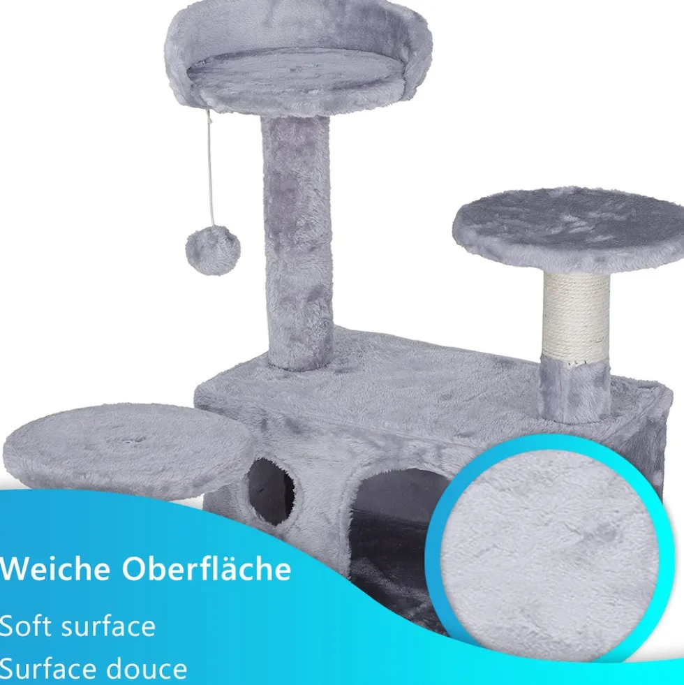 NYVI Katzen Kratzbaum Luzifer 134 cm Grau - Deluxe Katzenbaum mit Katzenhöhlen, Plattformen, Katzenspielzeug und Sisal Kratzsäule
