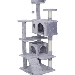 NYVI Katzen Kratzbaum Luzifer 134 cm Grau - Deluxe Katzenbaum mit Katzenhöhlen, Plattformen, Katzenspielzeug und Sisal Kratzsäule