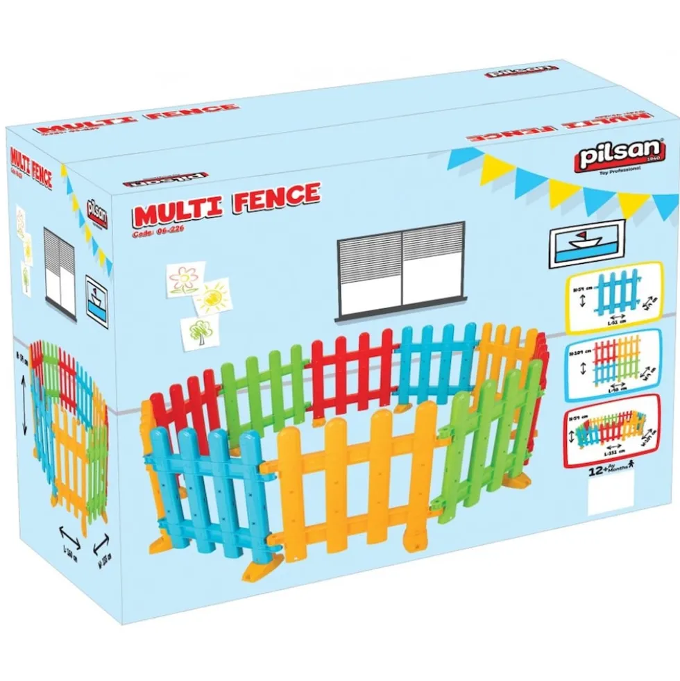 Pilsan Kunststoff Spielzaun Multi 06226 Laufgitter, 10 Elemente á 51 x 4 x 54 cm bunt