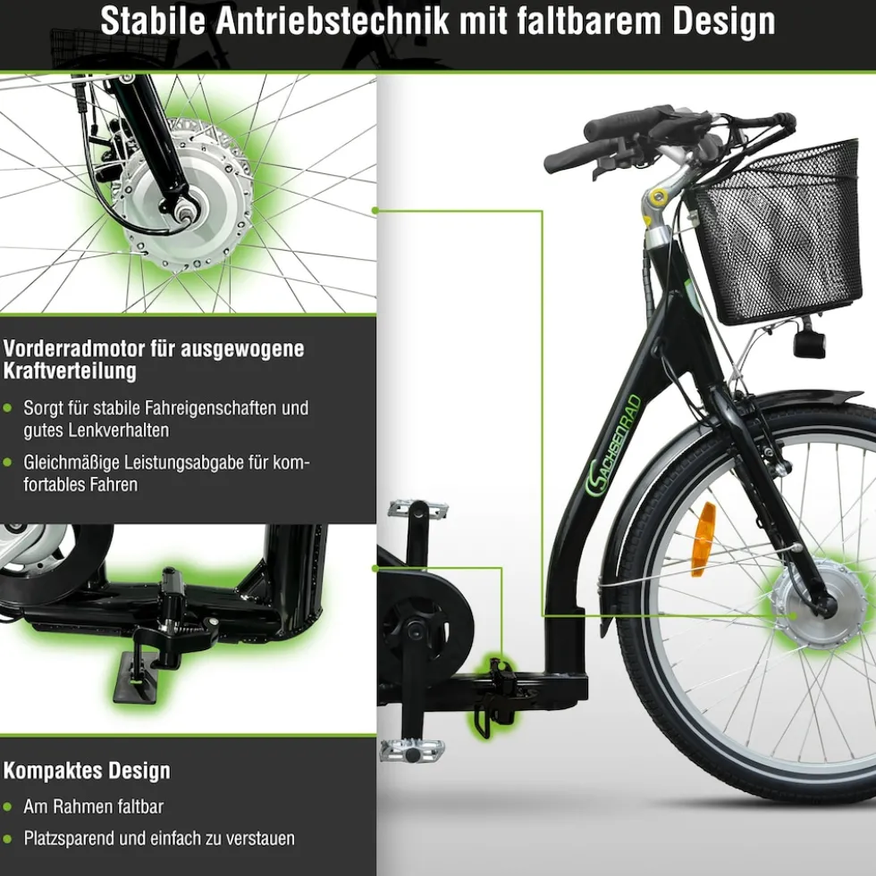 SachsenRAD E-Lastenrad T3A Trio II faltbar mit Alarmanlage