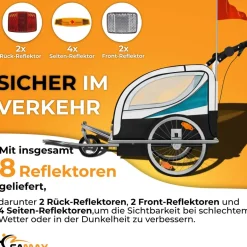 SAMAX 360° drehbarer Fahrradanhänger 2in1 Jogger - in Blau - Silver Frame