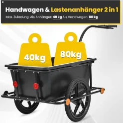 SAMAX Lastenanhänger / Fahrradanhänger 90 Liter / 80 Kg mit Kupplung - Mountain
