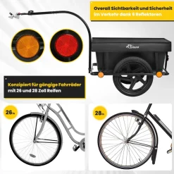 SAMAX Lastenanhänger / Fahrradanhänger 90 Liter / 80 Kg mit Kupplung - Mountain